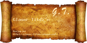 Glaser Titán névjegykártya